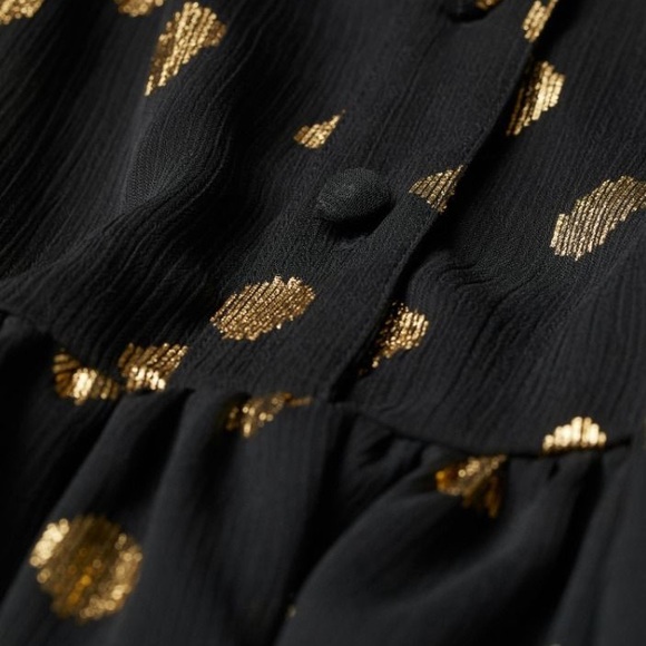H&M black/gold chiffon dress sz L - Picture 4 of 9